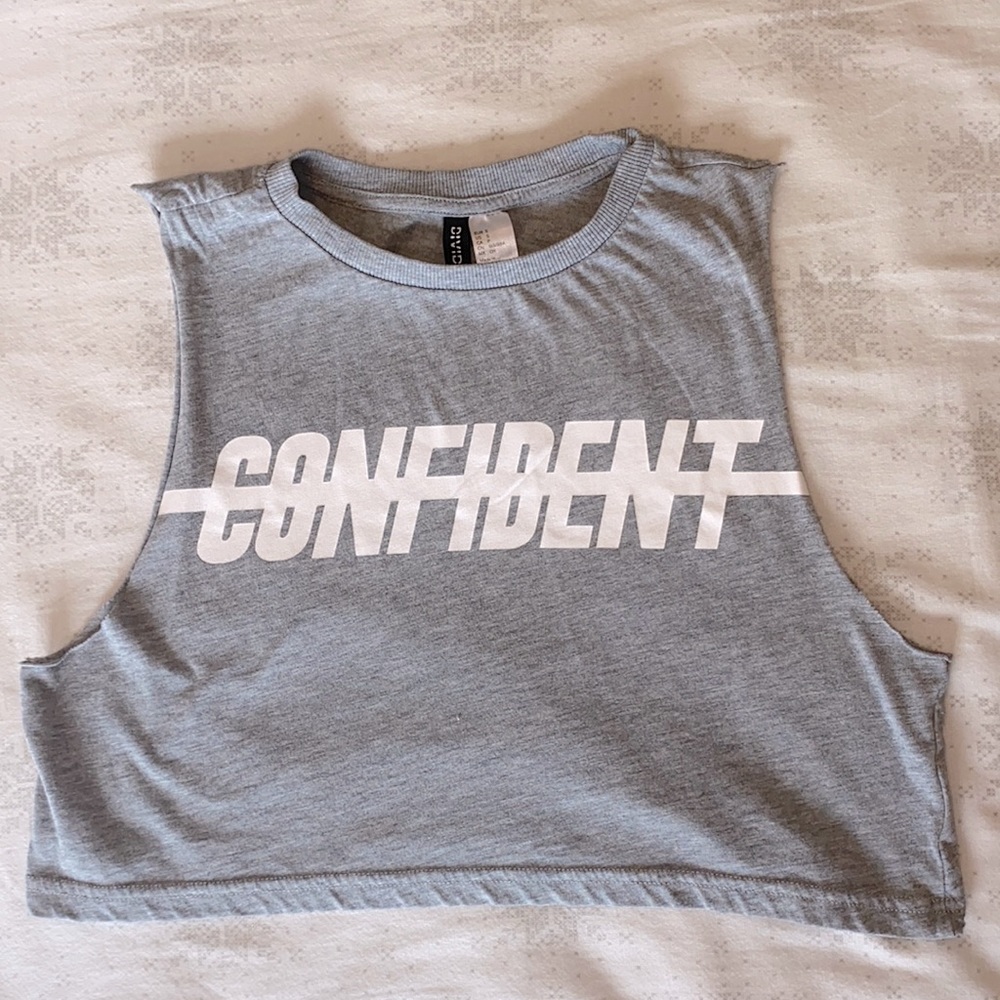 cropped CONFIDENT muscle tank top
